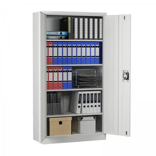 MIDORI® Aktenschrank mit 4 Böden 90 x 40 x 180 cm Metallschrank Büroschrank Grau