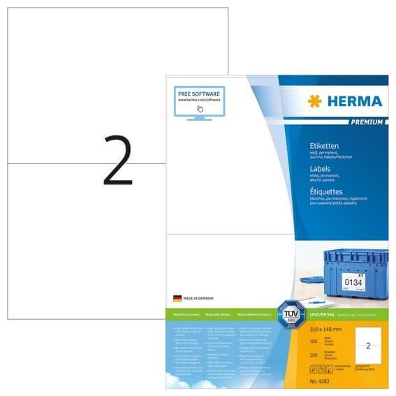HERMA 4282 Etiketten Premium A4 210x148 mm weiß Papier matt 200 Stück