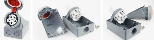 CEE-Wandsteckdose Aufputz IP67 63A 5-polig 3P-N-E-P 415V Schraubanschluss