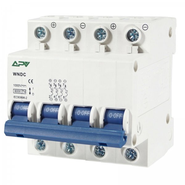 DC-Leitungsschutzschalter LS-Schalter PV Schutzschalter 4-polig 1000V DC C 20A