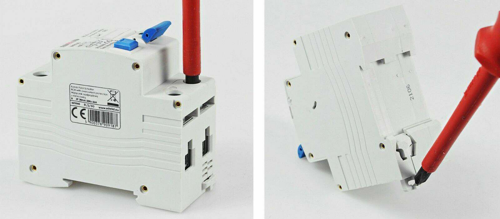 FI/LS Schalter RCBO 2-polig 6A 30mA Typ A – Kombischalter Für Fehlerstrom- & Leitungsschutz, Grau