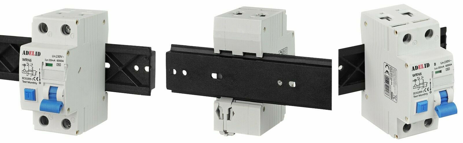 FI/LS Schalter RCBO 2-polig 6A 30mA Typ A – Kombischalter Für Fehlerstrom- & Leitungsschutz, Grau
