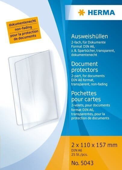 HERMA 5043 25x Ausweishüllen 2xDIN A6 Klapphüllen