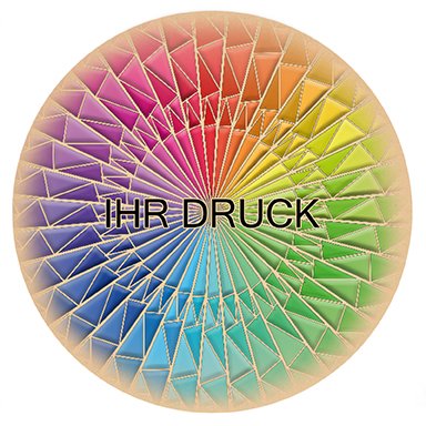 Wellpapp-Zuschnitt Kartonzuschnitt 600 mm Ø rund Felge mit Digitaldruck