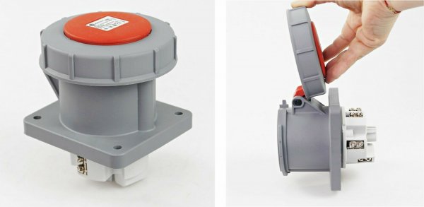 CEE-Einbausteckdose Anbaudose IP67 63A 5-polig 3P-N-E-P 415V Schraubanschluss