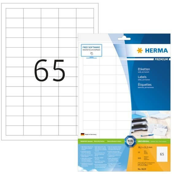 HERMA 8629 Etiketten Premium A4 381x212 mm weiß Papier matt 650 Stück