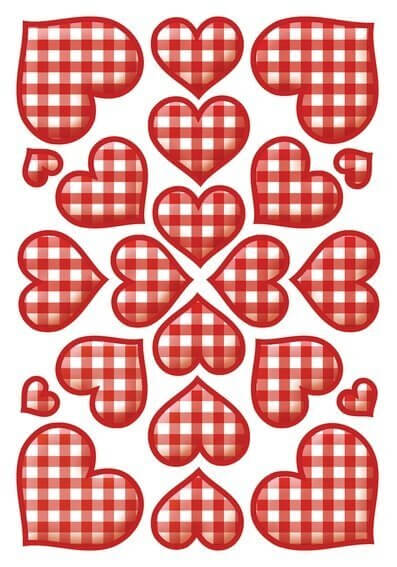 HERMA 3361 10x Sticker DECOR Karierte Herzen