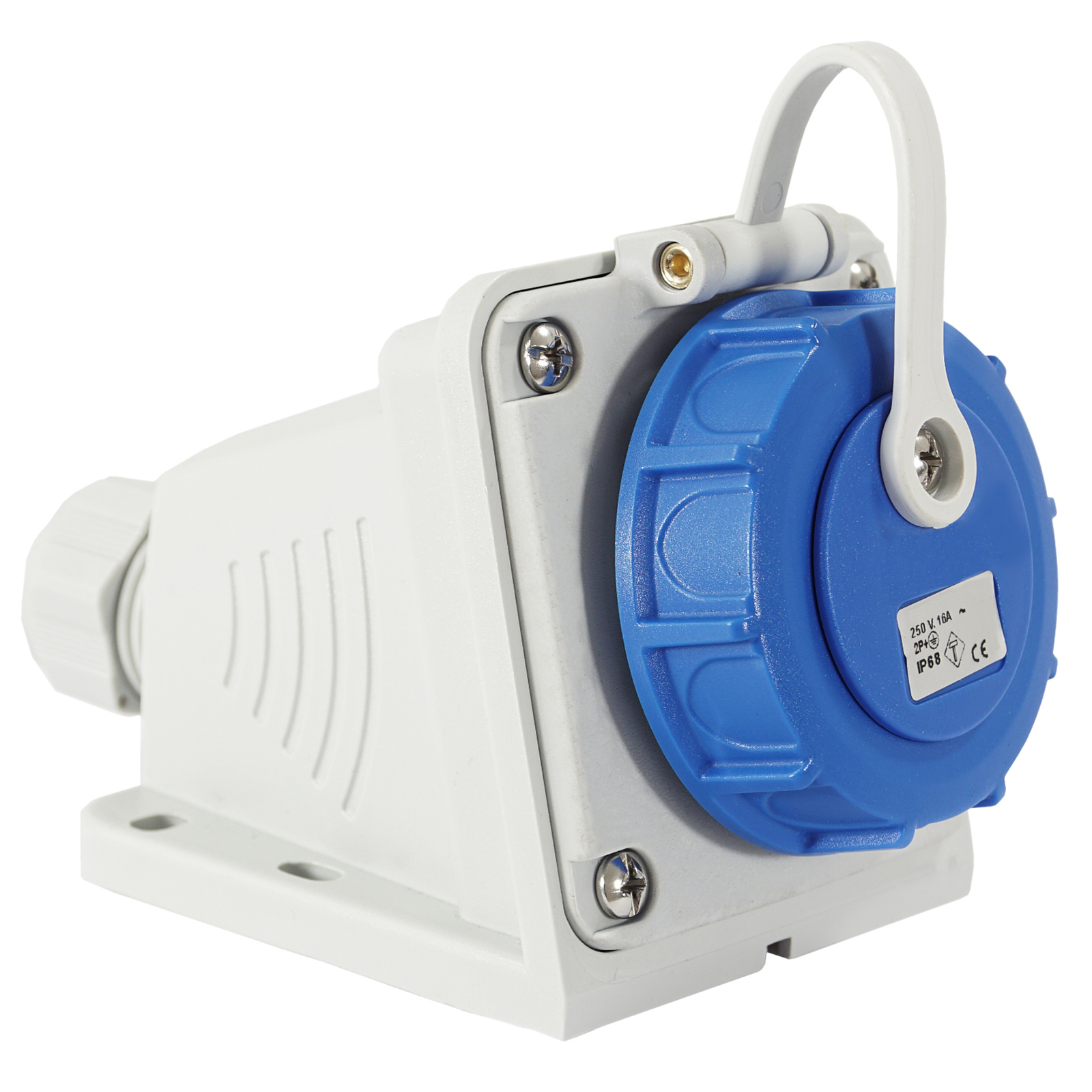 Schuko protective contact wall socket, surface-mounted, angled 16A 230V ...