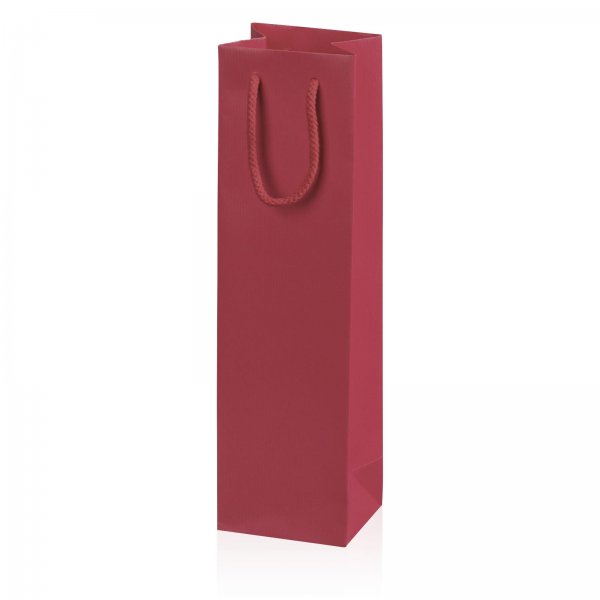 Papiertragetasche für 1 Flasche 100x85x360 mm Streifenstruktur Rot Bordeaux