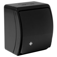 Schalter 1-Fach Ausschalter Kreuzschalter Feuchtraum Aufputz IP44 10A 250V Schwarz Matt Schalter 1-Fach Ausschalter Kreuzschalter Feuchtraum Aufputz IP44 10A 250V Schwarz Matt