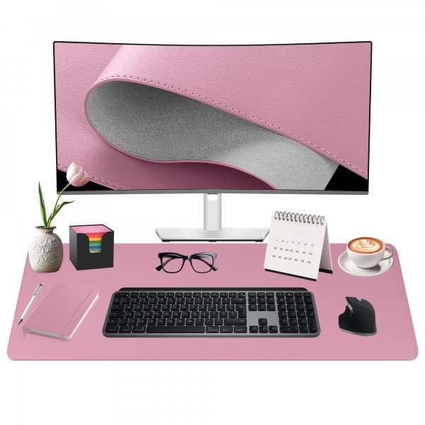 Schreibtischunterlage Mauspad 80x40cm Kunstleder Randnähte rutschfest Rosa