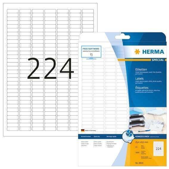 HERMA 8830 Inkjet-Etiketten A4 254x85 mm weiß Papier matt 5600 Stück