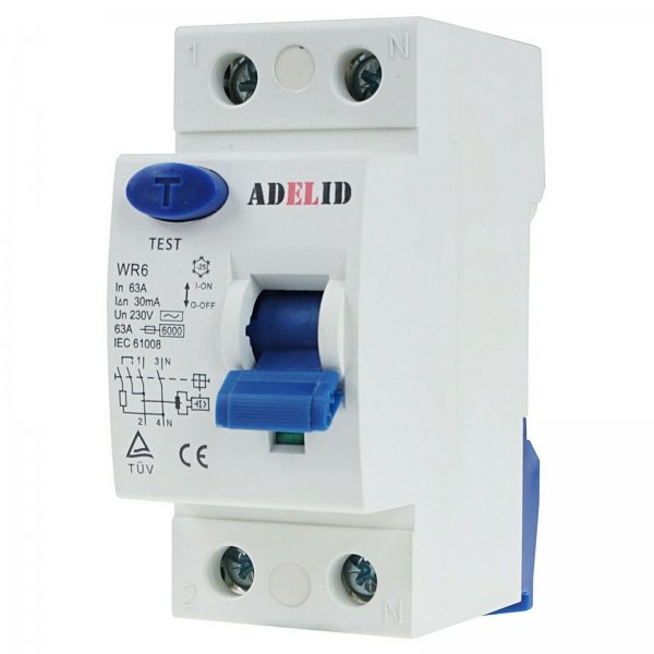 Fehlerstromschutzschalter FI-Schalter RCD 2-polig 40A 30mA