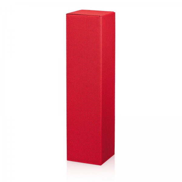 Faltschachtel für 1 Flasche 90x90x355 mm offene Welle Rot