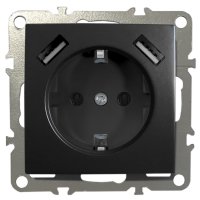 Schuko Steckdose Unterputz Schutzkontakt 1-Fach 16A 220-250V 2xUSB 5V 1A Schwarz Matt Schuko Steckdose Unterputz Schutzkontakt 1-Fach 16A 220-250V 2xUSB 5V 1A Schwarz Matt