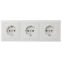 Schuko Steckdose Unterputz Schutzkontakt-Steckdose 3-Fach komplett Weiß 16A 230V Schuko Steckdose Unterputz Schutzkontakt-Steckdose 3-Fach komplett Weiß 16A 230V