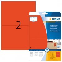 HERMA 4497 Farbige Etiketten A4 1996x1435 mm rot ablösbar Papier matt 40 Stück