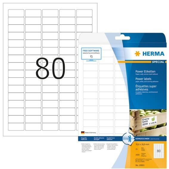 HERMA 10901 Etiketten A4 356x169 mm weiß extrem stark haftend Papier matt 2000 Stück