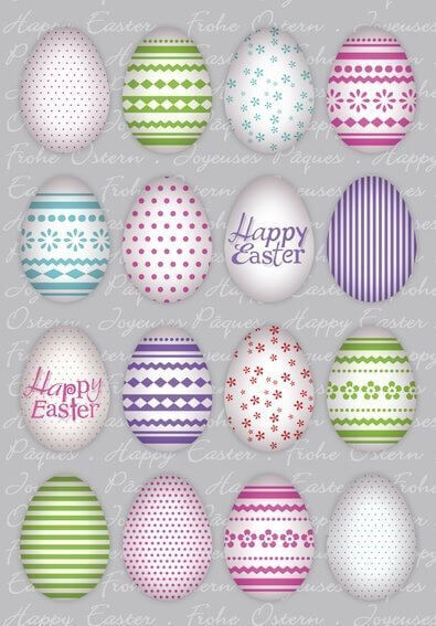 HERMA 1724 10 x Sticker DECOR Happy Easter Bunte Eier