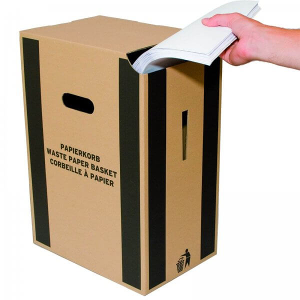 Papierkorb aus Karton 35 Liter in Braun