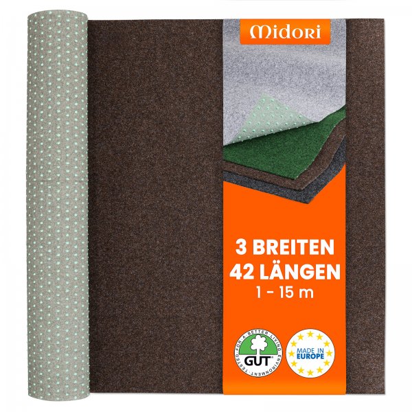 Rasenteppich Kunstrasen-Teppich Braun Drainage-Noppen Outdoor Balkon 1490 g/m²