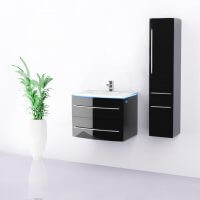 Midori Badmöbel Set Hochschrank Rechts Schwarz Hochglanz 70 cm Midori Badmöbel Set Hochschrank Rechts Schwarz Hochglanz 70 cm