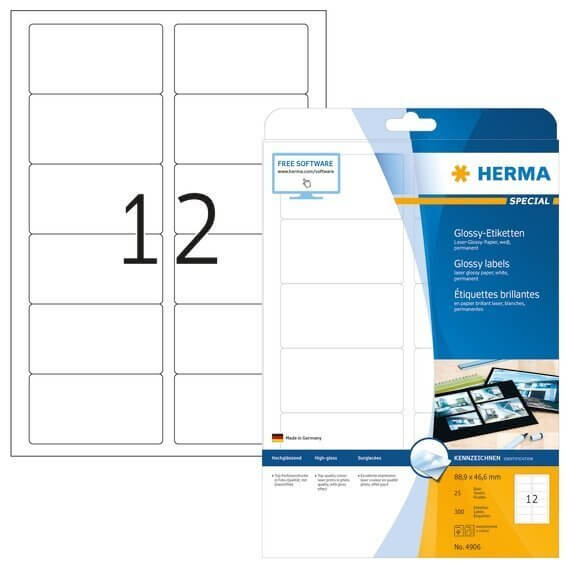 HERMA 4906 Etiketten A4 889x466 mm weiß Papier glänzend 300 Stück