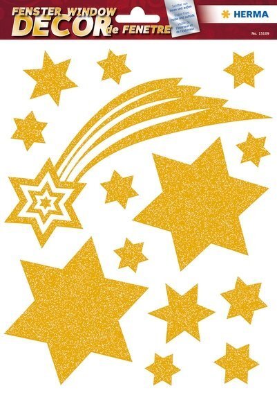 HERMA 15109 5x Fensterdecor Sterne Gold