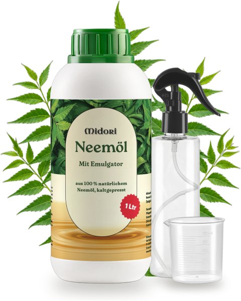 Neemöl (Niemöl) mit Emulgator kaltgepresst inkl. Sprühflasche Messbecher