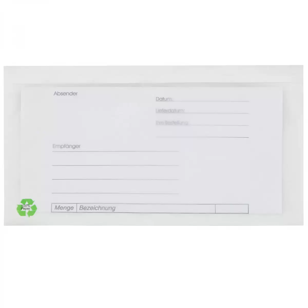 1000 Lieferscheintaschen Pergamin Papier DIN lang transparent