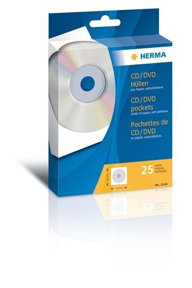 HERMA 1144 CD/DVD-Papierhüllen mit Klebefläche 25 Stück Weiß