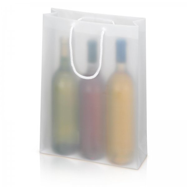 Tragetasche Geschenktüte für 3 Flaschen 270x85x360 mm Frost Transparent