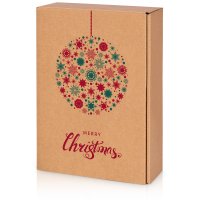 Präsentkarton für 3 Flaschen 360x250x90 mm Kraftpapier Weihnachten Natur Rot Grün