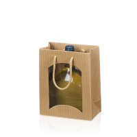 Tragetasche für 1 Flasche Bocksbeutel 170x85x200 mm offene Welle Fenster Natur Tragetasche für 1 Flasche Bocksbeutel 170x85x200 mm offene Welle Fenster Natur
