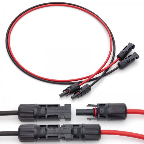 1 Paar Solarkabel Verlängerungskabel MC4 Stecker 6mm² 1500V DC Rot/Schwarz 1m IP67