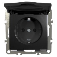 Schuko Steckdose Unterputz Schutzkontakt 1-Fach 16A 220-250V Deckel Schwarz Matt Schuko Steckdose Unterputz Schutzkontakt 1-Fach 16A 220-250V Deckel Schwarz Matt