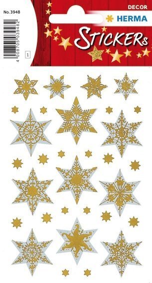 HERMA 3948 10x Sticker DECOR Sterne 6-zackig silber reliefgeprägt