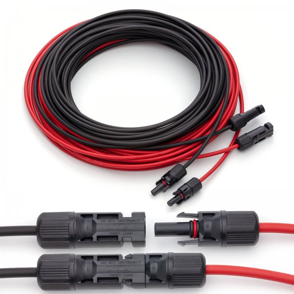 1 Paar Solarkabel Verlängerungskabel MC4 Stecker 6mm² 1500V DC Rot/Schwarz 15m IP67