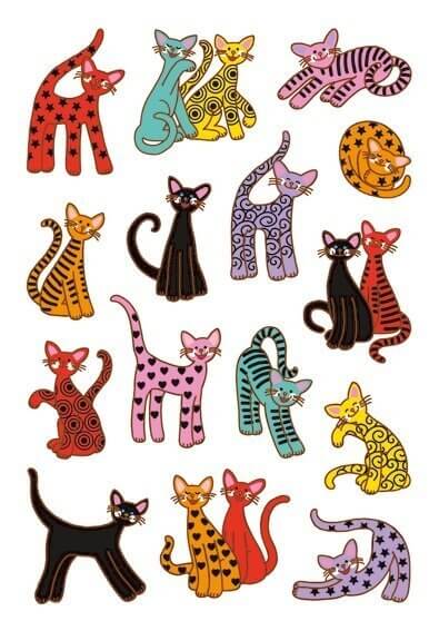 HERMA 3337 10x Sticker DECOR Abstrakte Katzen