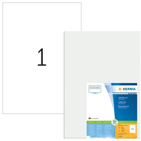 HERMA 8692 A3-Etiketten Premium 297x420 mm weiß Papier matt 100 Stück