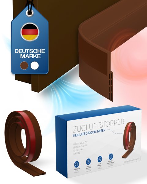 Türdichtung Türbodendichtung Zugluftstopper für Türen selbstklebend Braun 100 cm