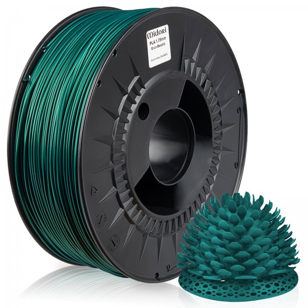 Midori® 3D PLA Filament 1,75mm 1kg Spule Grün Metallic