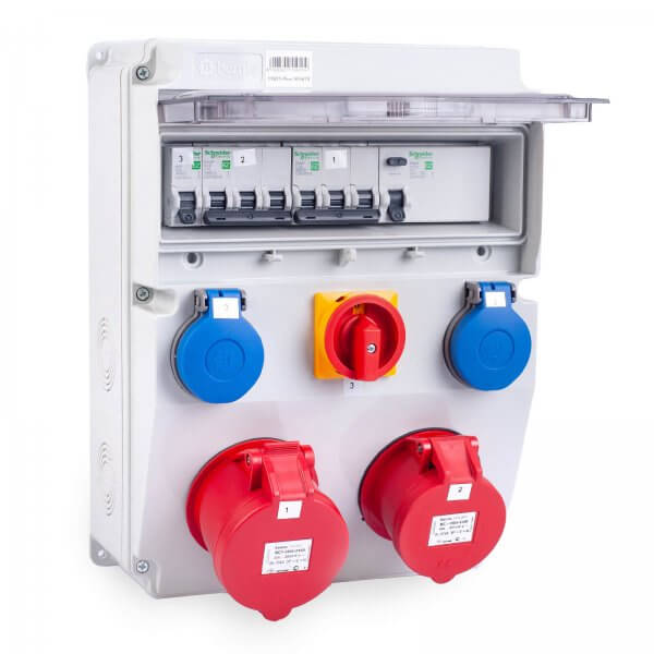MIDORI® Baustromverteiler Stromverteiler 0-1 Schalter, 32A, 16A, 2x 230V verdrahtet