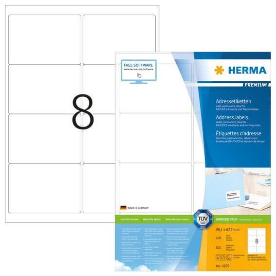 HERMA 4269 Adressetiketten Premium A4 991x677 mm weiß Papier matt 800 Stück