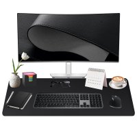 Schreibtischunterlage Mauspad 80x40cm Kunstleder Randnähte rutschfest Schwarz