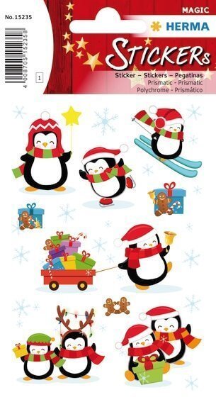 HERMA 15235 10x Sticker MAGIC Winter Pinguine Prismaticfolie