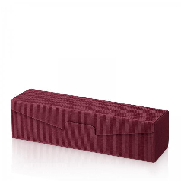 Präsentkarton für 1 Flasche 380x95x90 mm offene Welle Rot Bordeaux