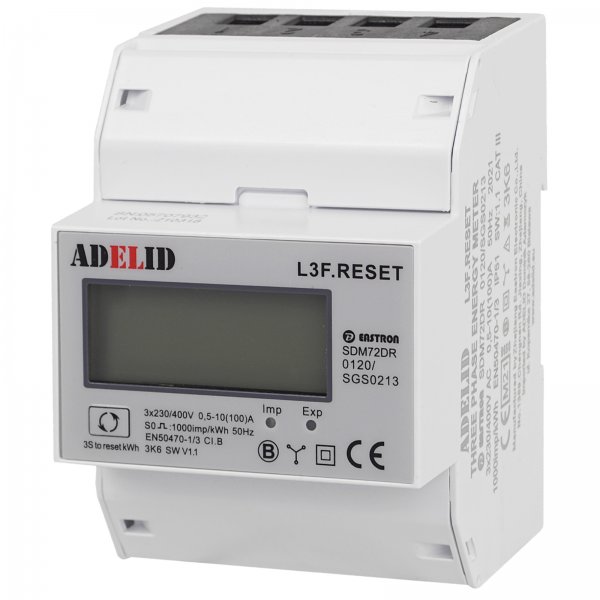 Wechselstromzähler DIN Hutschiene digital LCD 1-Phase S0 Interface Reset 10(100)A
