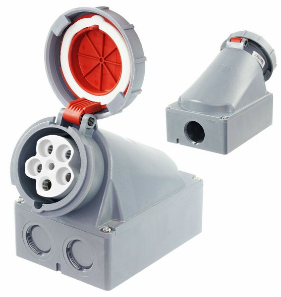 CEE-Wandsteckdose Aufputz IP67 63A 5-polig 3P-N-E-P 415V Schraubanschluss