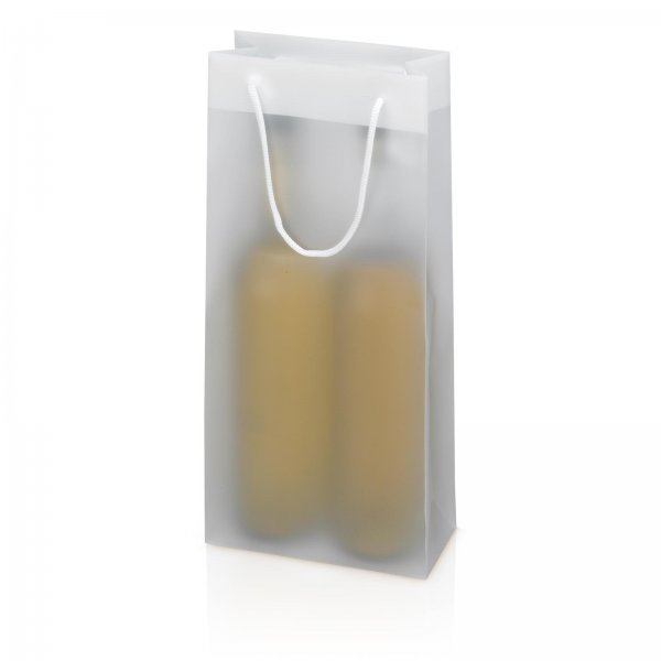Tragetasche Geschenktüte für 2 Flaschen 170x85x360 mm Frost Transparent